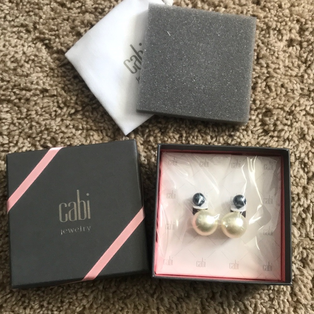 Cabi Earrings- Blue and White imitation pearls